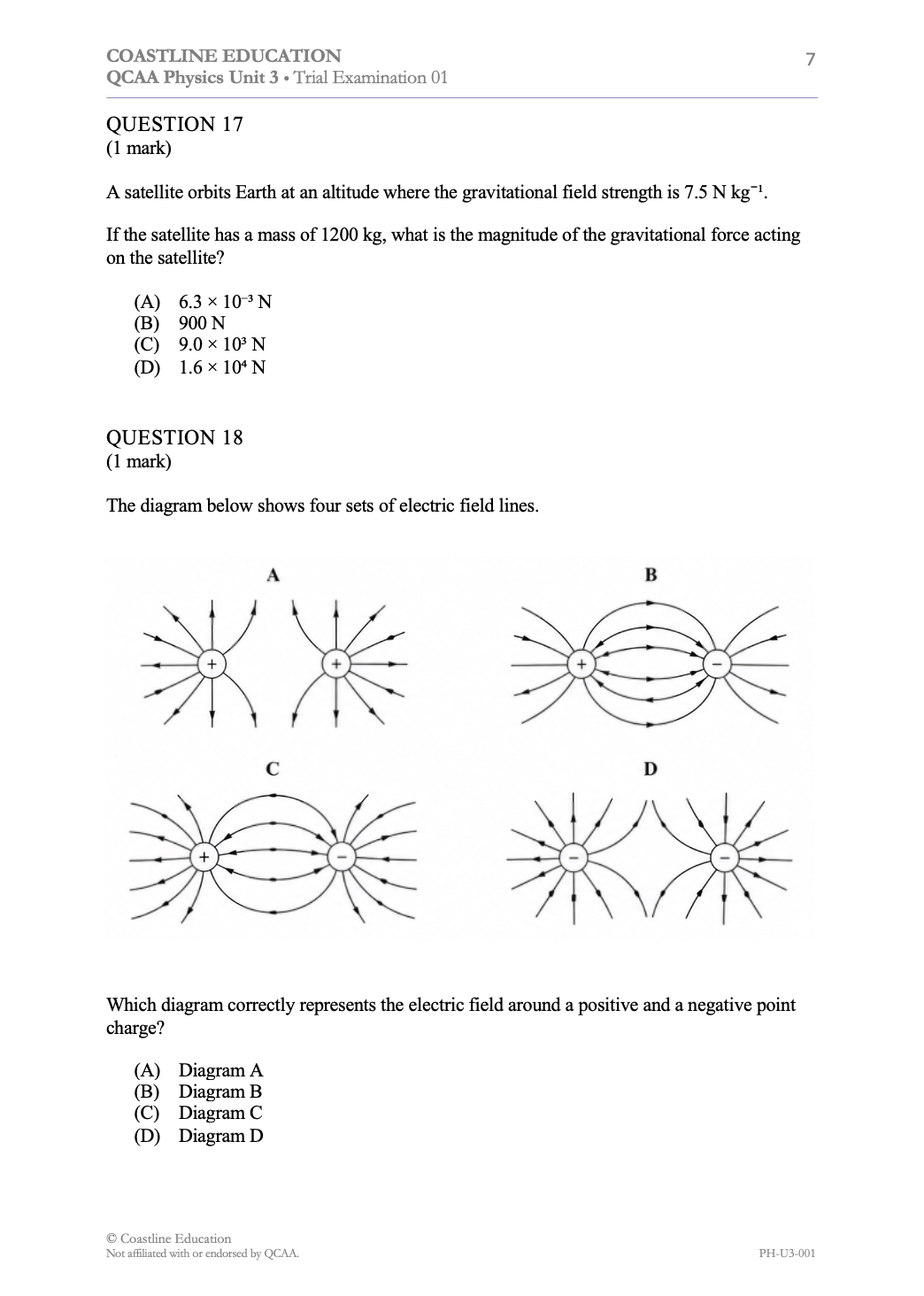 Physics Unit 3 Trial Examination 01