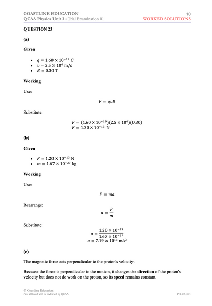 Physics Unit 3 Trial Examination 01
